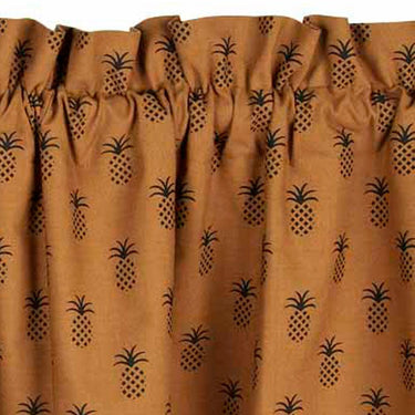 Mocha Black Pineapple Town Valance Lined VL101033 - The Fox Decor
